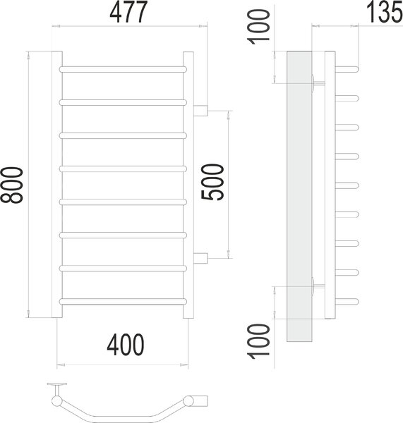 Полотенцесушитель TERMINUS Эконом Виктория П8 400х800 бп500 NEW