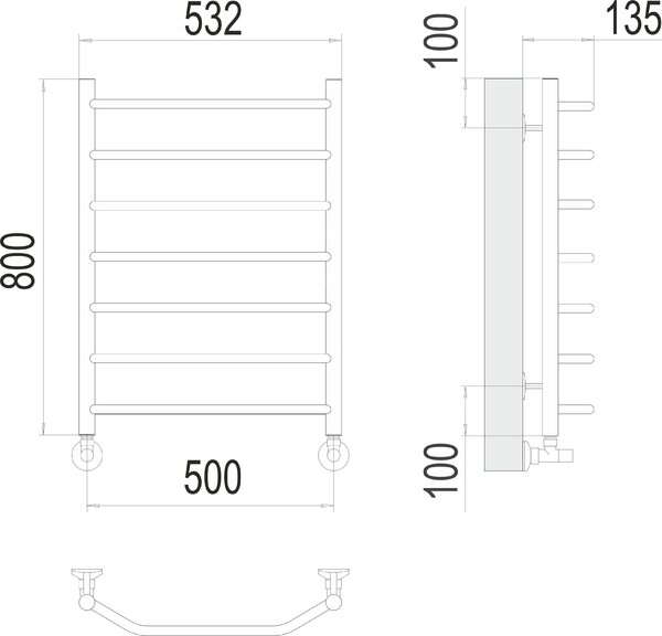Полотенцесушитель TERMINUS Эконом Виктория П8 500х800 NEW