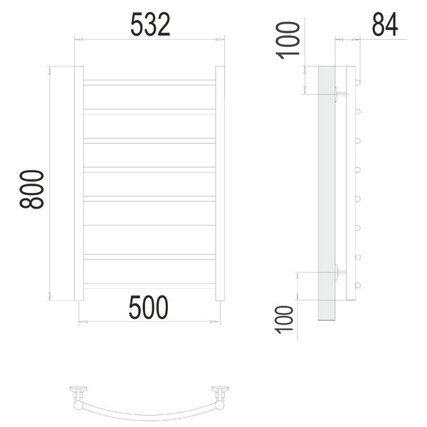 Полотенцесушитель TERMINUS Эконом Классик П8 500х800 NEW