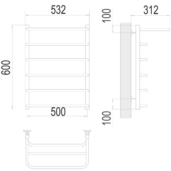 Полотенцесушитель TERMINUS Эконом Полка П6 500х600 NEW