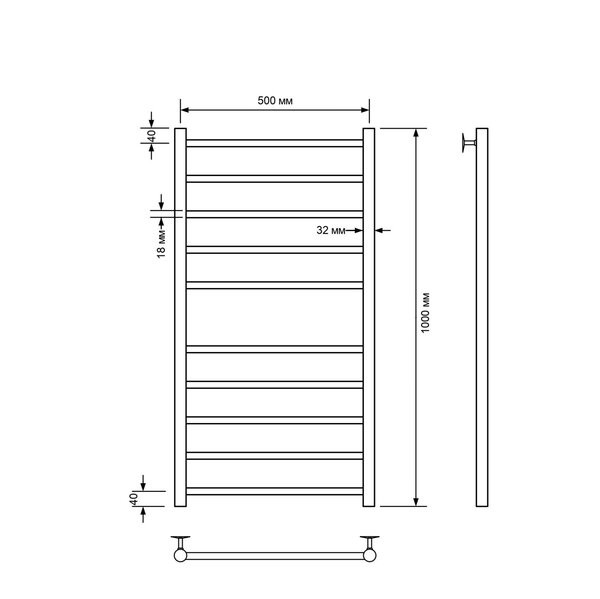 Полотенцесушитель водяной Comfysan Luce W-10 100/50, хром