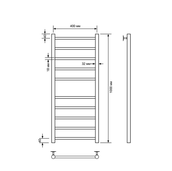 Полотенцесушитель водяной Comfysan Noumi W-10 100/40, хром