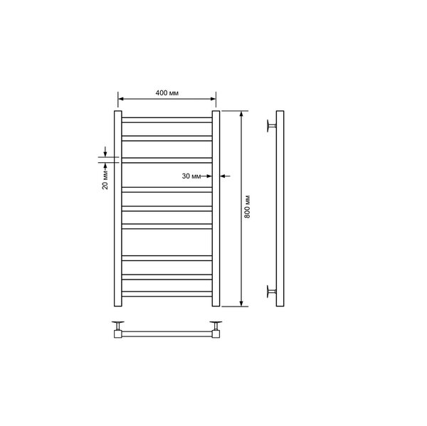 Полотенцесушитель водяной Comfysan Pioli-K W-8 80/40, черный