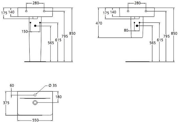 Раковина Ideal Standard Connect 55x37 E788601