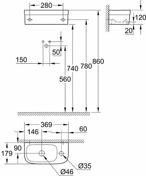 Раковина Grohe Euro Ceramic 37x18 39327000