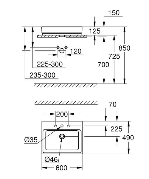 Раковина накладная Grohe 3947700H Cube Ceramic 60 см, альпин-белый
