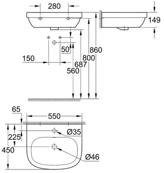 Раковина Grohe 39336000 Euro Ceramic 55 см