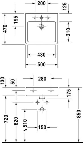 Раковина подвесная Duravit Vero 50x47 0454500000