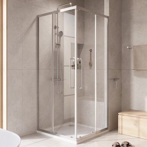 Душевой уголок CEZARES RELAX-304-A-2-90-C-CR профиль хром, стекло прозрачное 90x90 см