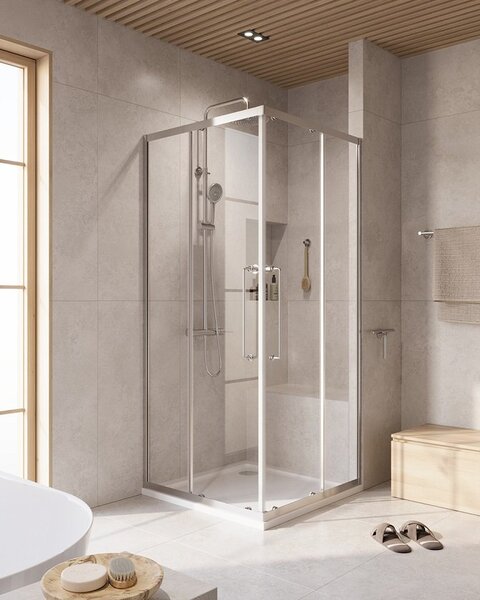Душевой уголок CEZARES RELAX-304-A-2-90-C-CR профиль хром, стекло прозрачное 90x90 см