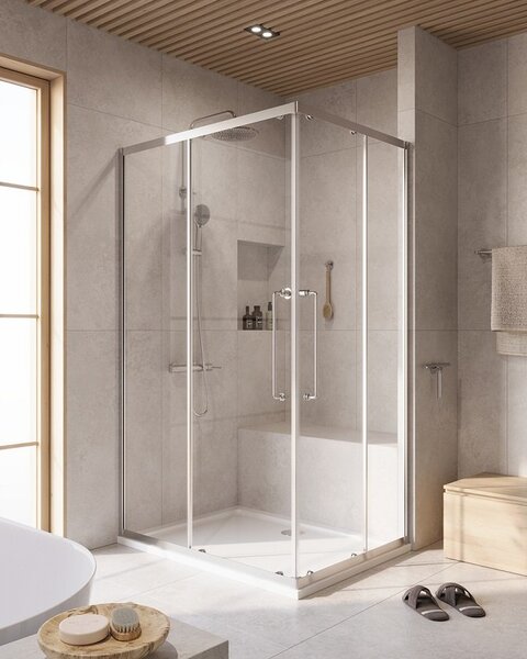 Душевой уголок CEZARES RELAX-304-AH-2-120/90-C-CR профиль хром, стекло прозрачное 120x90 см