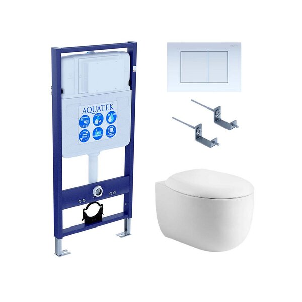 Set AQUATEK АЛЬТАИР (рама AQUATEK Standard INS-0000012 с звукоиз.прокладкой+крепеж KKI-0000002+кнопкаKDI-0000009+унитаз АЛЬТАИР AQ1980-00 с крышкой