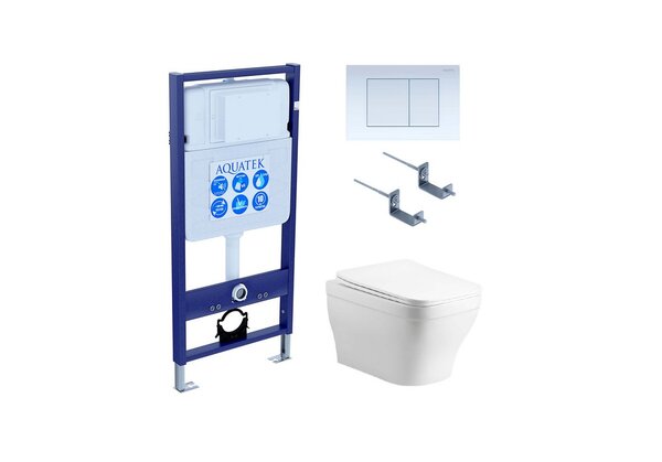Set AQUATEK АМАДЕО cm (рама AQUATEK Standard INS-0000012 с звукоиз.прокладкой+крепеж KKI-0000002+кнопкаKDI-0000009+унитаз АМАДЕО AQ1180-00 с крышкой