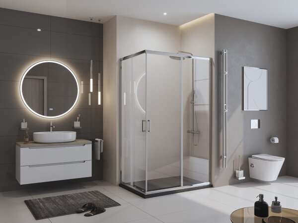 Душевой поддон из искусственного мрамора в комплекте с сифоном BelBagno UNO TRAY-MR-UNO-AH-120/80-35-NERO-CR