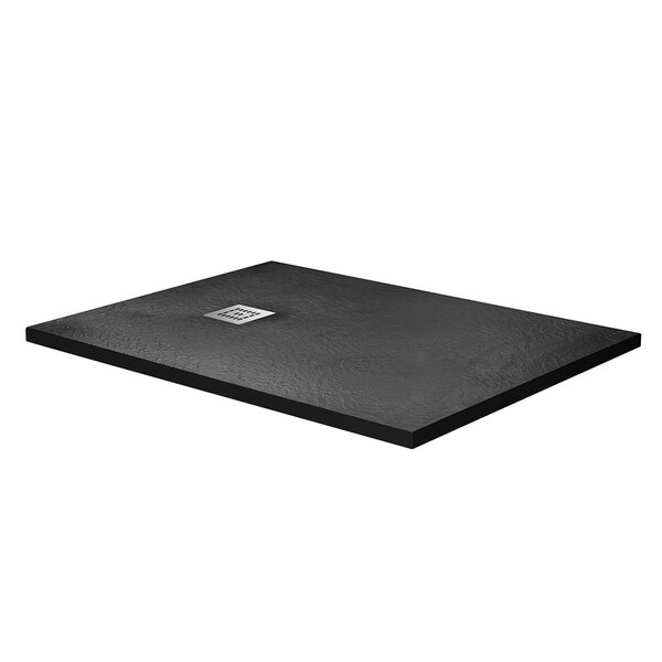 Душевой поддон из искусственного мрамора в комплекте с сифоном BelBagno UNO TRAY-MR-UNO-AH-120/90-35-NERO-CR