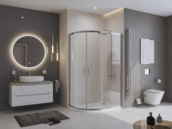 Душевой поддон из искусственного мрамора в комплекте с сифоном BelBagno UNO TRAY-MR-UNO-RH-120/80-550-35-W-R-CR