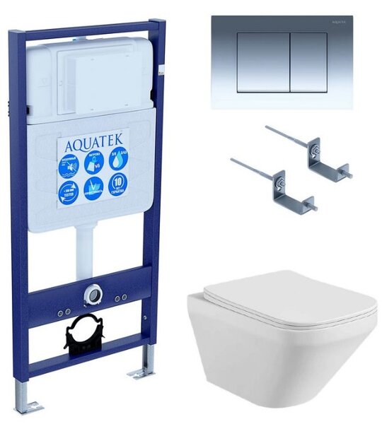 Set AQUATEK ЛИРА (рама AQUATEK Standard INS-0000012 с звукоиз.прокладкой+крепеж KKI-0000002+кнопкаKDI-0000010+унитаз ЛИРА AQ1155-00 с крышкой-сиденьем