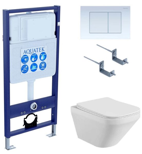 Set AQUATEK ЛИРА (рама AQUATEK Standard INS-0000012 с звукоиз.прокладкой+крепеж KKI-0000002+кнопкаKDI-0000009+унитаз ЛИРА AQ1155-00 с крышкой-сиденьем
