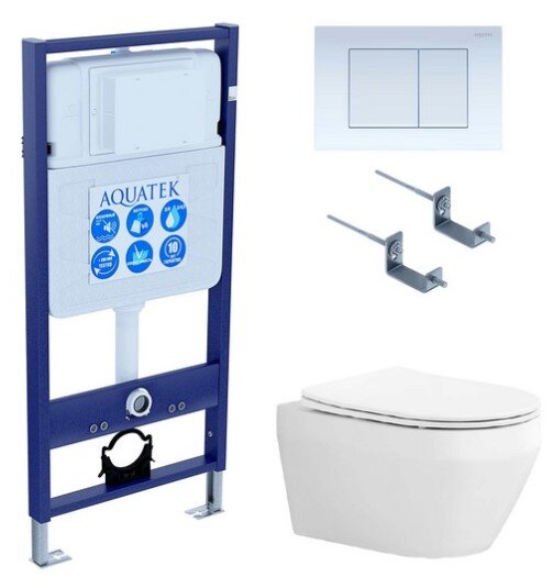 Set AQUATEK ЛЕЯ (рама AQUATEK Standard INS-0000012 с звукоиз.прокладкой+крепеж KKI-0000002+кнопкаKDI-0000009+унитаз ЛЕЯ AQ1199-00 с крышкой-сиденьем