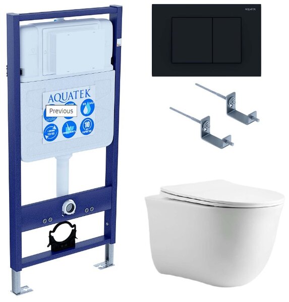 Set AQUATEK КЛАССИК cm (рама AQUATEK Standard INS-0000012 с звукоиз.прокладкой+крепеж KKI-0000002+кнопкаKDI-0000012+унитаз КЛАССИК AQ1112-00 с крышкой