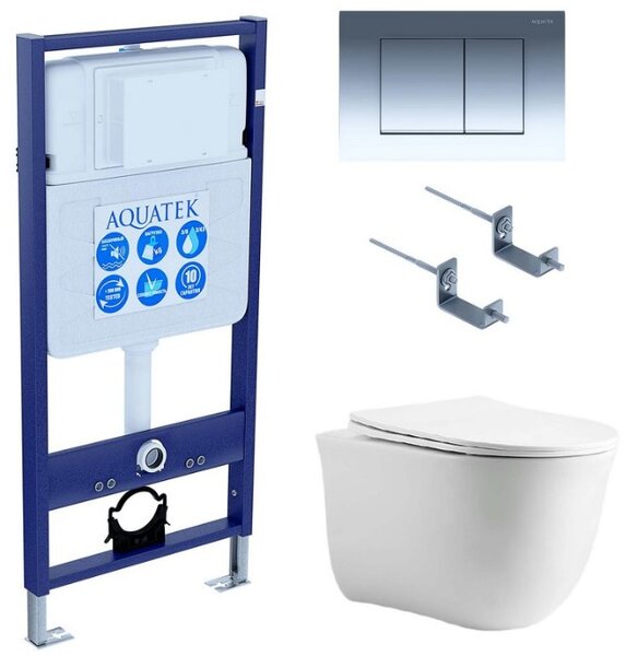 Set AQUATEK КЛАССИК cm (рама AQUATEK Standard INS-0000012 с звукоиз.прокладкой+крепеж KKI-0000002+кнопкаKDI-0000010+унитаз КЛАССИК AQ1112-00 с крышкой