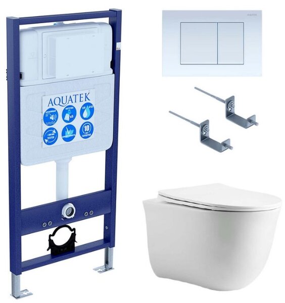 Set AQUATEK КЛАССИК cm (рама AQUATEK Standard INS-0000012 с звукоиз.прокладкой+крепеж KKI-0000002+кнопкаKDI-0000009+унитаз КЛАССИК AQ1112-00 с крышкой