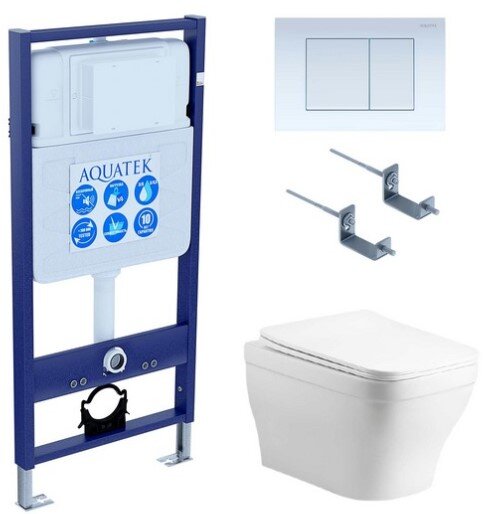 Set AQUATEK АМАДЕО cm (рама AQUATEK Standard INS-0000012 с звукоиз.прокладкой+крепеж KKI-0000002+кнопкаKDI-0000009+унитаз АМАДЕО AQ1180-00 с крышкой