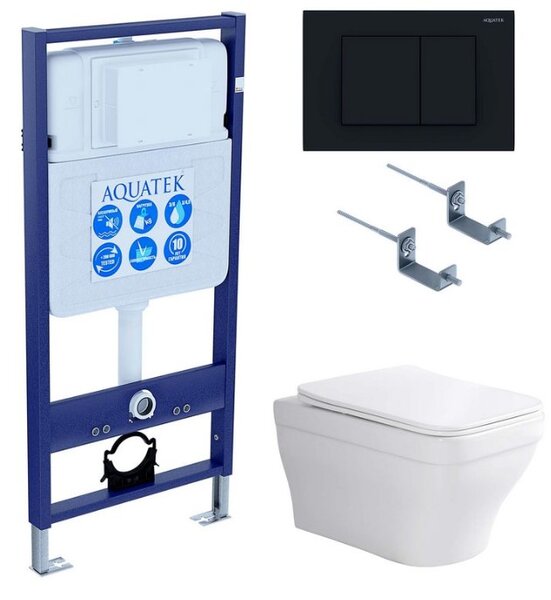 Set AQUATEK АМАДЕО (рама AQUATEK Standard INS-0000012 с звукоиз.прокладкой+крепеж KKI-0000002+кнопкаKDI-0000012+унитаз АМАДЕО AQ1163-00+крышка-сиденье