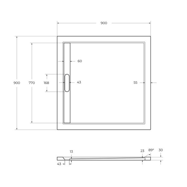 Душевой поддон Cezares TRAY-AS-A-90-30-W 90х90 см