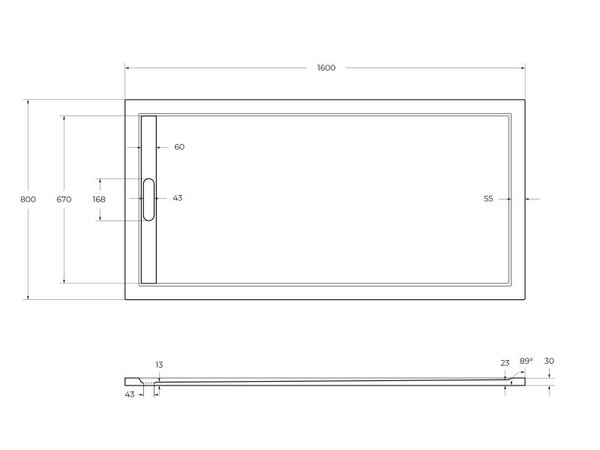 Душевой поддон Cezares TRAY-AS-AH-160/80-30-W из искусственного мрамора