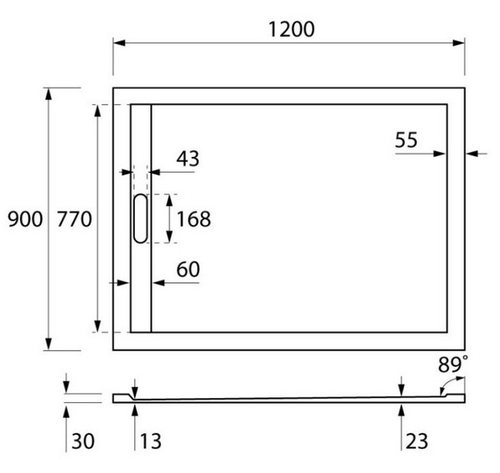 Душевой поддон Cezares TRAY-AS-AH-120/90-30-NERO из искусственного мрамора