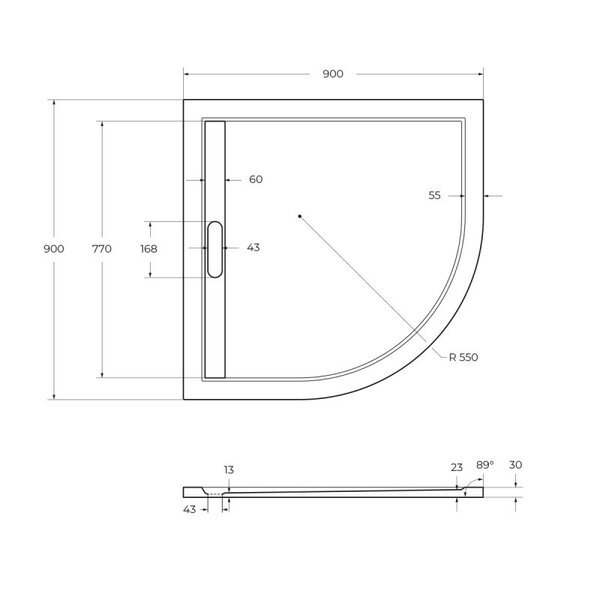Душевой поддон Cezares TRAY-AS-R-90-30-NERO 90х90 см