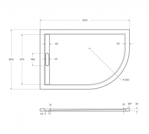 Душевой поддон Cezares TRAY-AS-RH-120/80-30-W-L 120х80 см