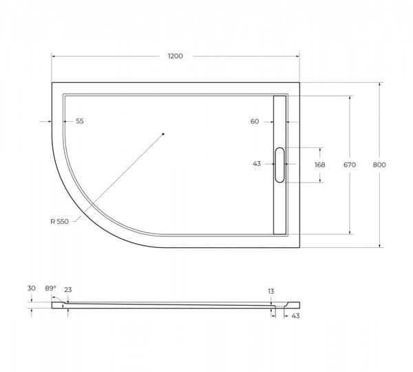 Душевой поддон Cezares TRAY-AS-RH-120/80-30-W-R 120х80 см
