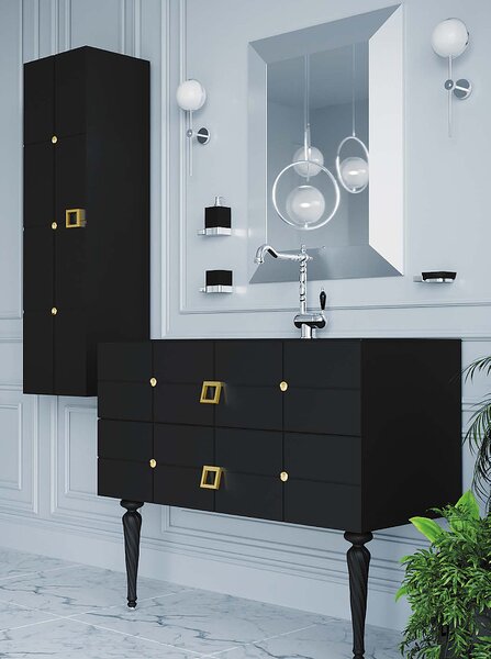 Шкаф пенал Boheme Armadi Art Vallessi Avantgarde Piazza 35 844-BG подвесной Черный Золото