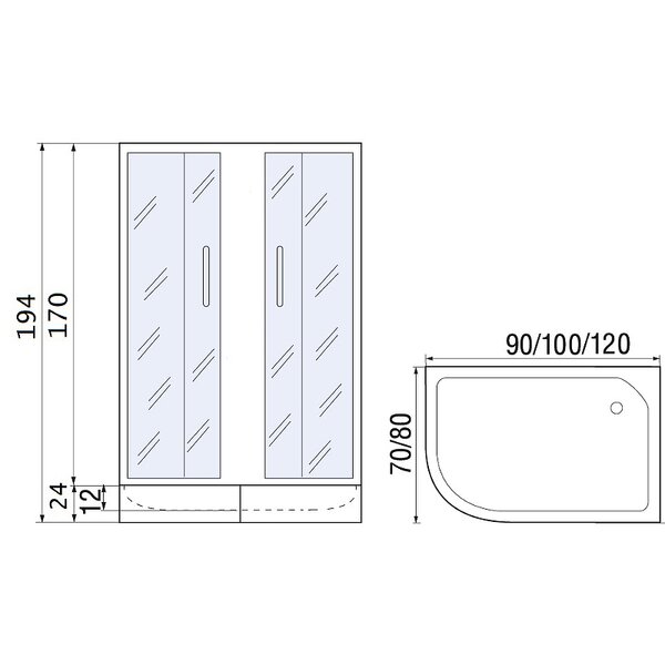 Душевой уголок River Don 90x70 MT R 10000008306 с поддоном