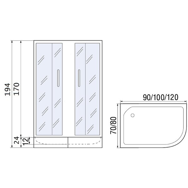 Душевой уголок River Don 120x80 MT L 10000008310 с поддоном