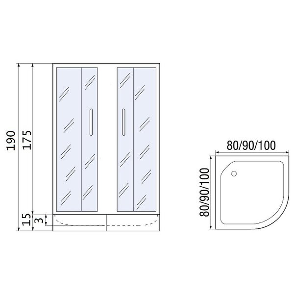 Душевой уголок River Don Light 90x90 MT 10000008313 с поддоном