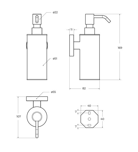 Диспенсер для мыла подвесной CEZARES RELAX-SOIS-M-NOP Черный матовый