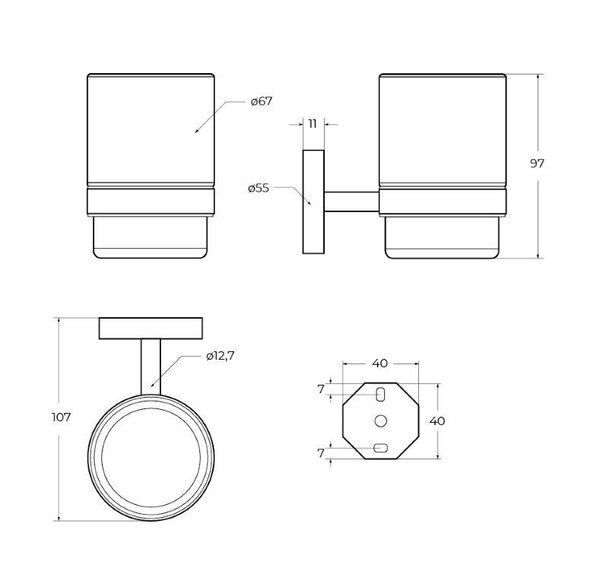 Стакан подвесной CEZARES RELAX-TUMS-GM Оружейная сталь