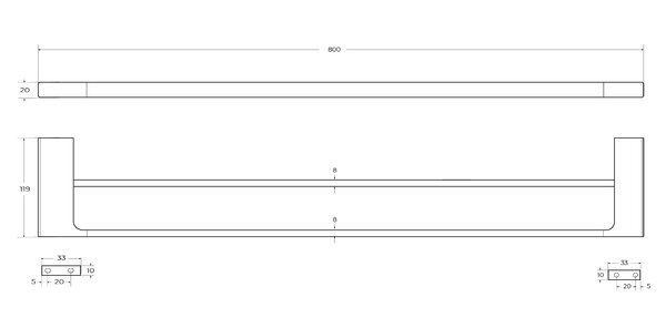 Полотенцедержатель двойной CEZARES SLIDER-THD-80-GM Оружейная сталь