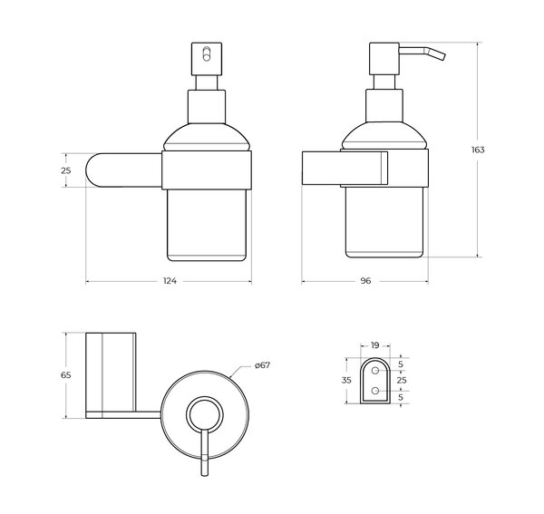 Диспенсер для мыла подвесной CEZARES STYLUS-SOIS-V-NOP Черный матовый