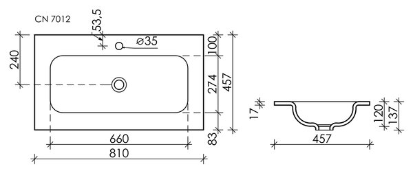 Раковина Ceramicanova прямоугольный Element 810*457*137мм