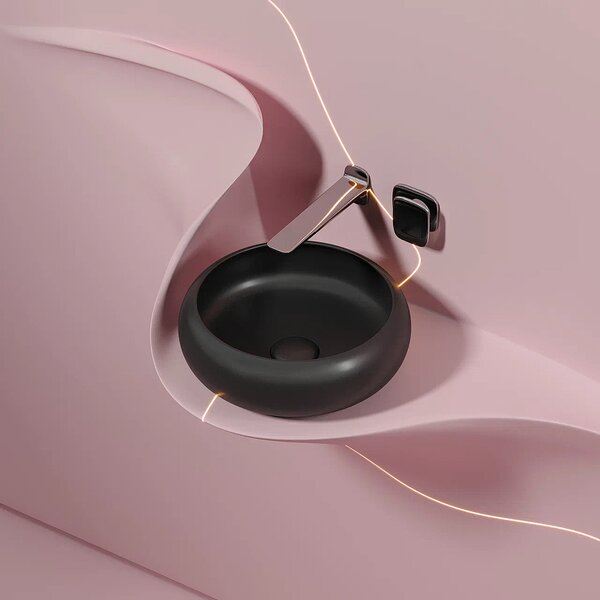 Раковина Ceramicanova круглая (цвет Черный Матовый) Element 360*360*120мм