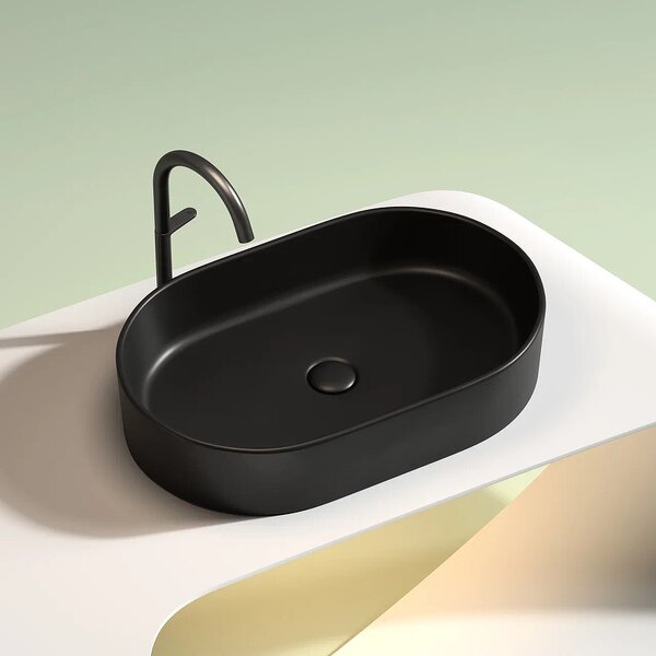 Раковина Ceramicanova овальная (цвет Черный Матовый) Element 608*385*122мм