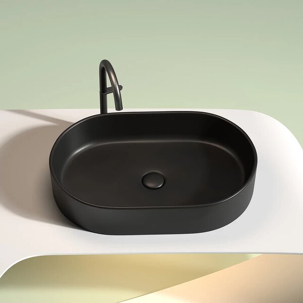 Раковина Ceramicanova овальная (цвет Черный Матовый) Element 608*385*122мм