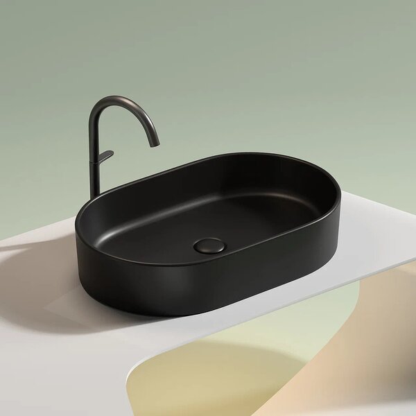 Раковина Ceramicanova овальная (цвет Черный Матовый) Element 608*385*122мм