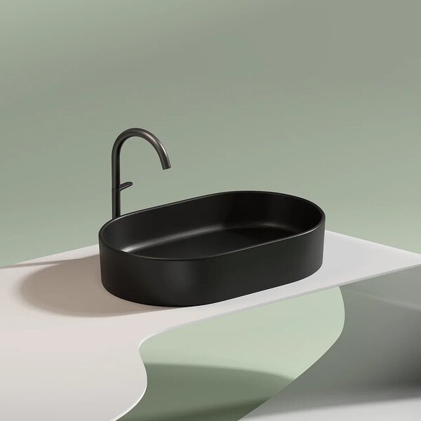 Раковина Ceramicanova овальная (цвет Черный Матовый) Element 608*385*122мм