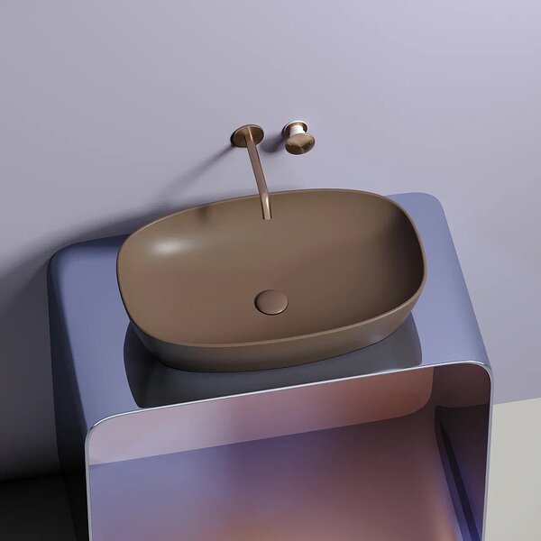 Раковина Ceramicanova овальная (цвет Темно-Коричневый Матовый) 600*380*138мм