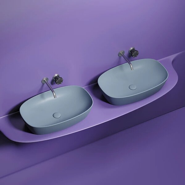Раковина Ceramicanova овальная (цвет Серо-Голубой Матовый) Element 600*380*138мм